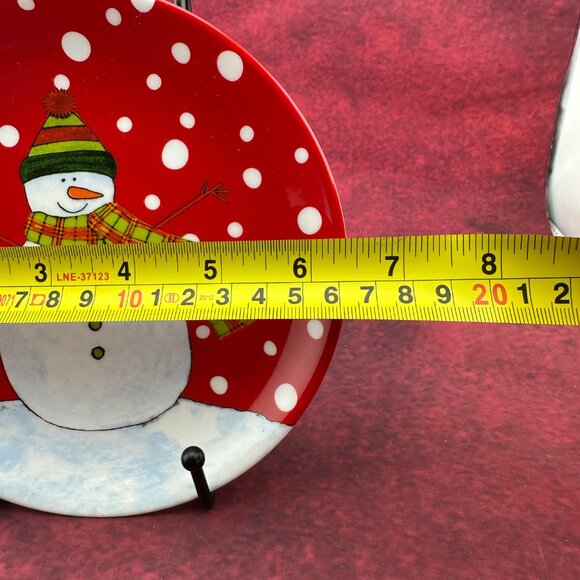 BIA CORDON BLEU SNOWMAN CHRISTMAS SET OF 4 PORCELAIN PLATES - Picture 9 of 9